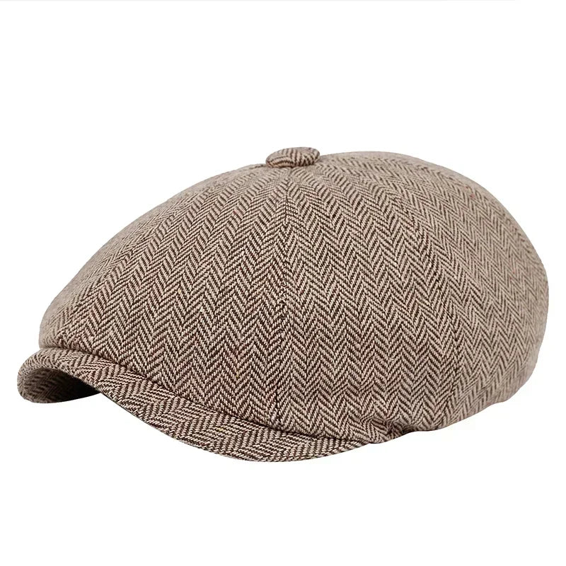 Vintage Tweed Flat Cap – Peaky Blinders Style Beret Hat for Men