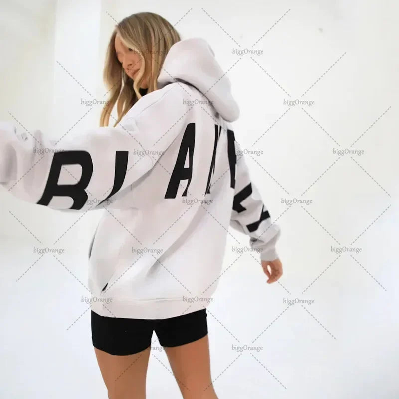 Oversized Letter Print Hoodie — Casual Streetwear, Y2K Inspired