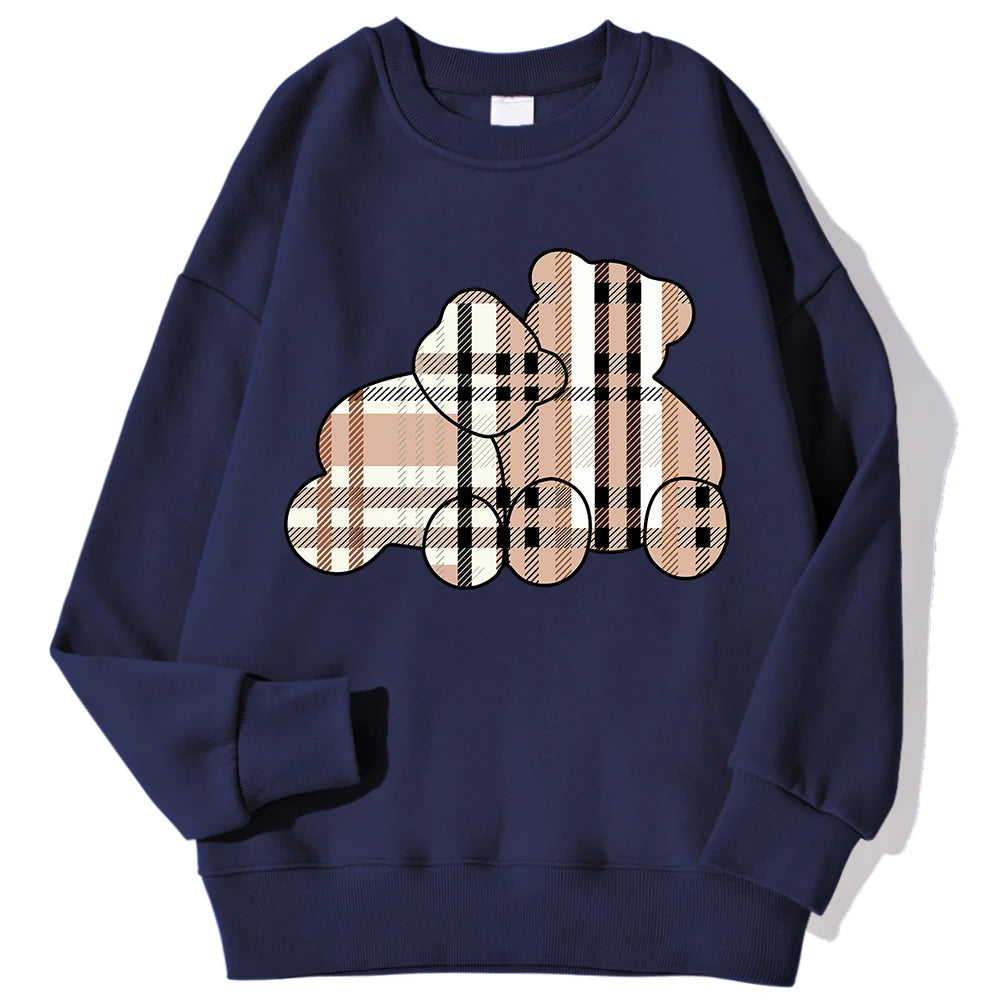 Teddy Bear Print Hoodie — Soft Crewneck, Warm Winter Pullover