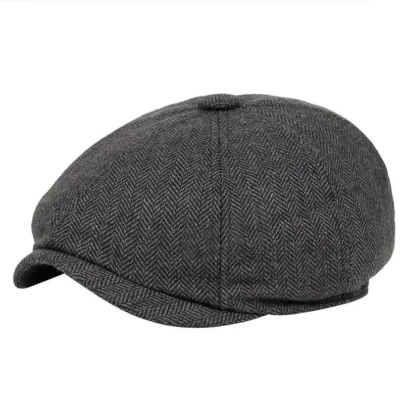 Vintage Tweed Flat Cap – Peaky Blinders Style Beret Hat for Men