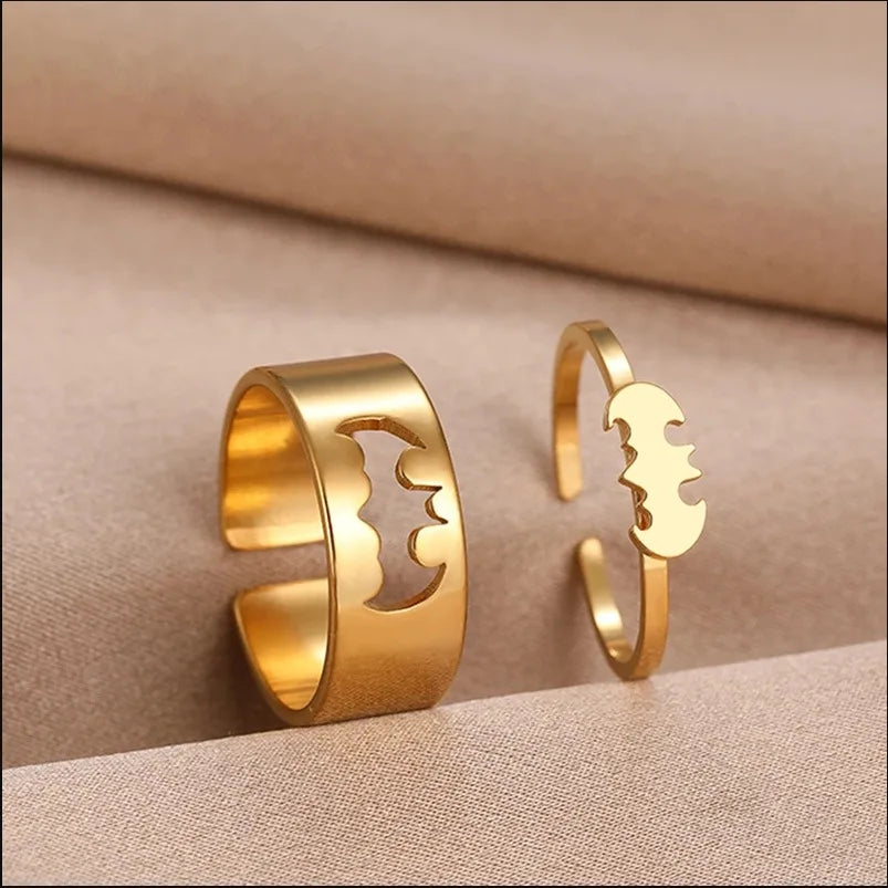 Bat Couple Rings – Stainless Steel Punk Rock Design