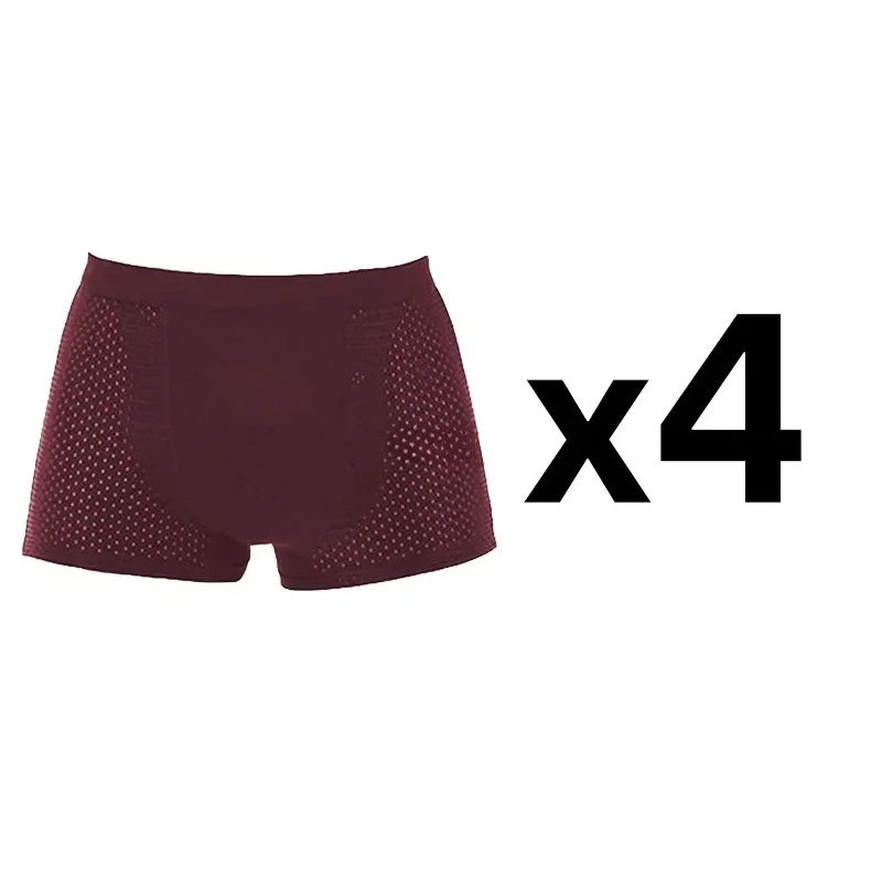 4-Pack Bamboo Boxer Briefs – Ultra Soft, Anti-Odor, Mesh Ventilation Comfort
