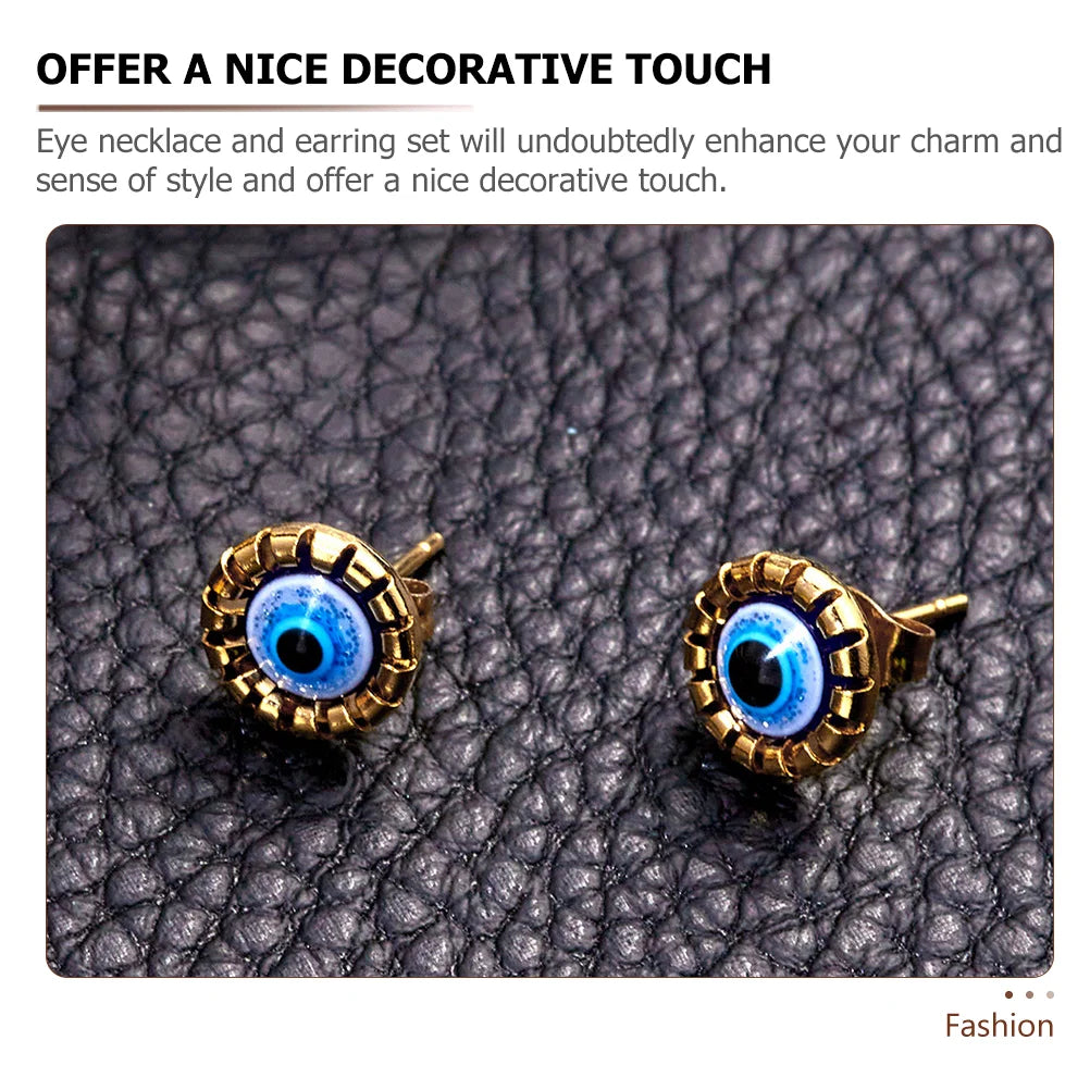 Evil Eye Jewelry Set – Blue Pendant & Earrings