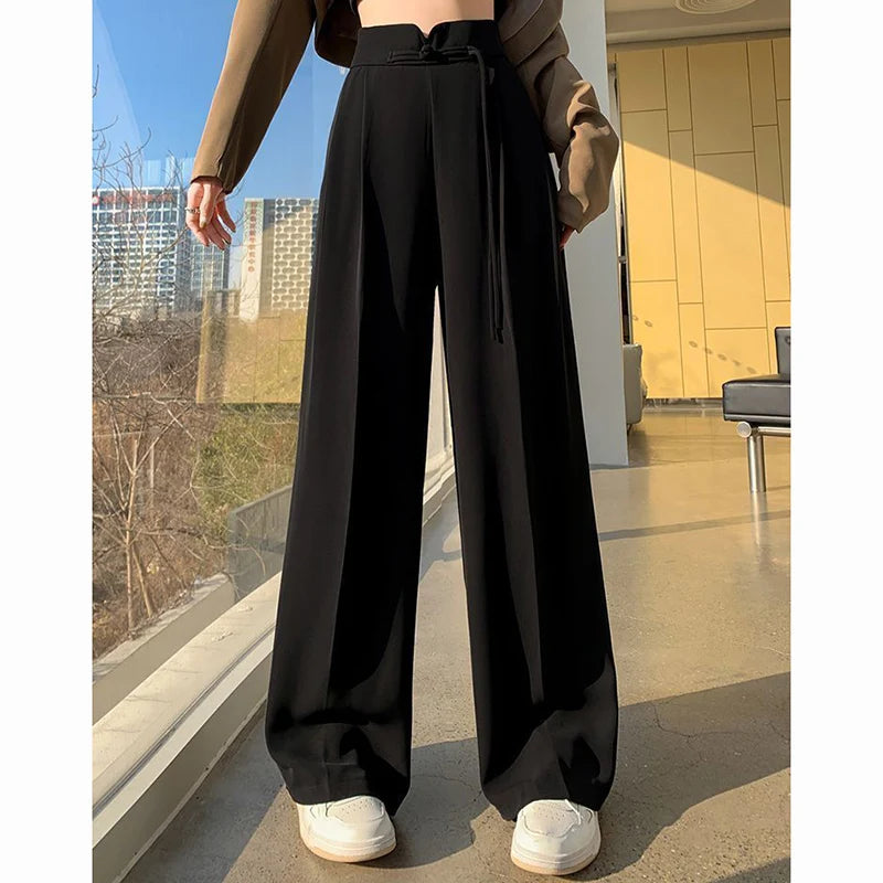Straight Suit Pants — High Waist Loose Fit