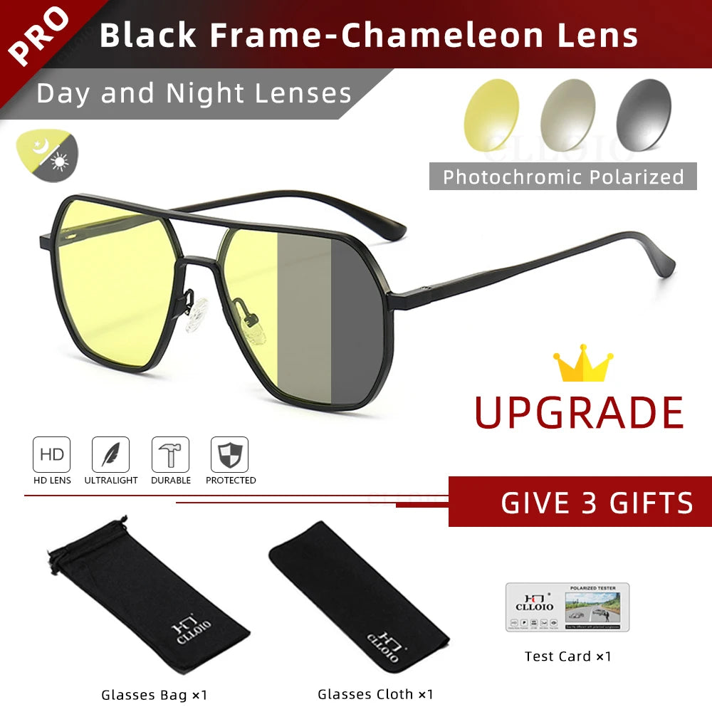CLLOIO Photochromic Polarized Sunglasses – Anti-Glare Aluminum Driving Eyewear
