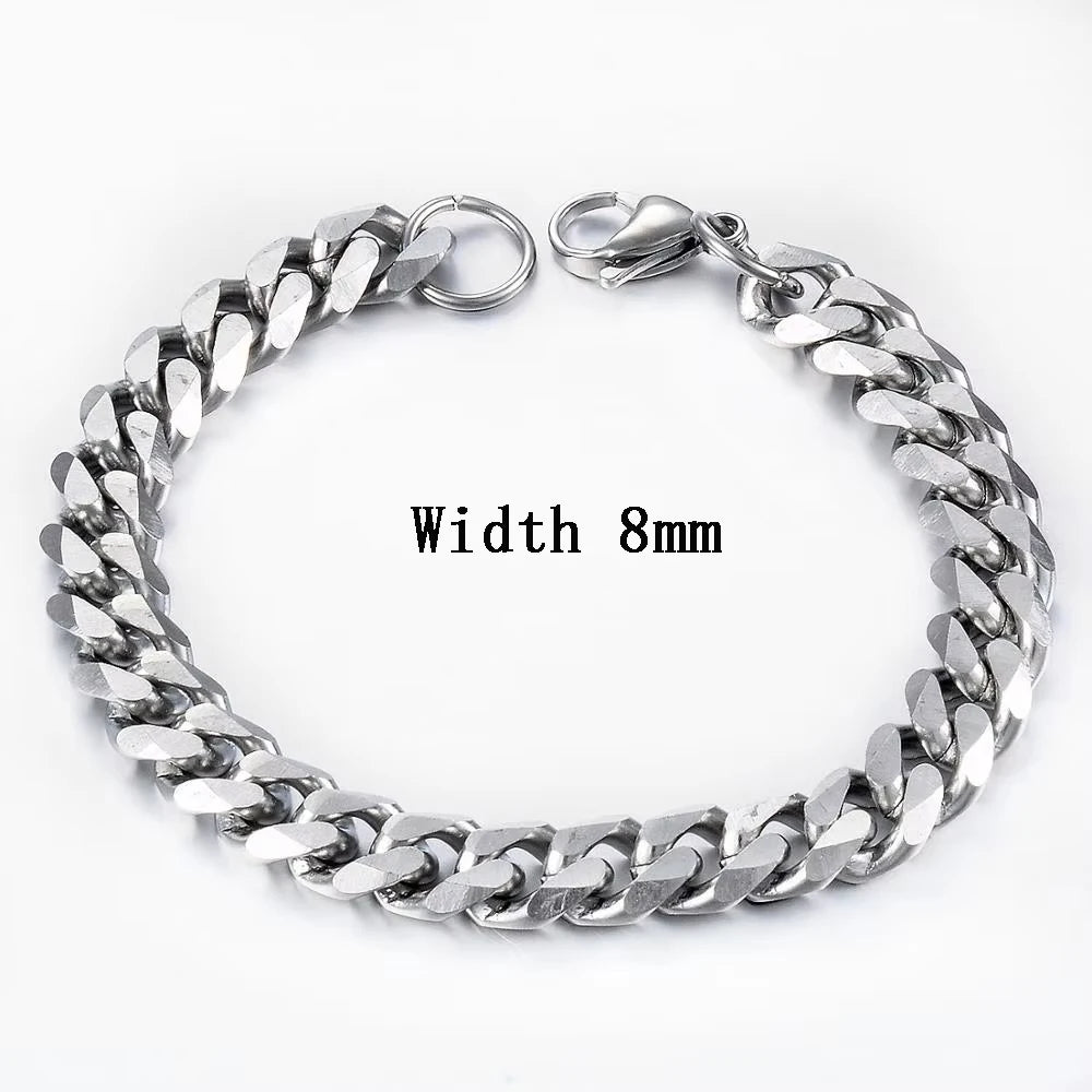 Gold Cuban Bracelet – Stainless Steel, Unisex Fashion Jewelry, Bold Hip Hop Style