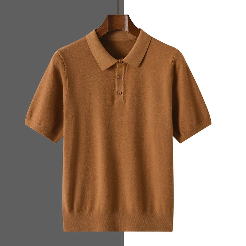 Pure Wool Polo Shirt – Business Casual Knit with Soft Finish