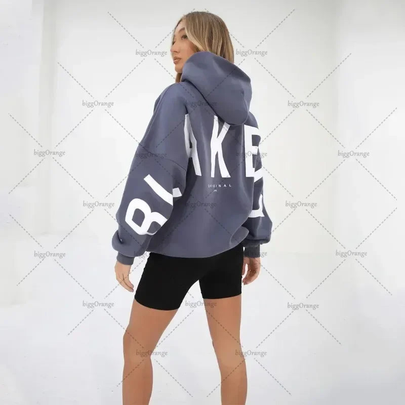 Oversized Letter Print Hoodie — Casual Streetwear, Y2K Inspired