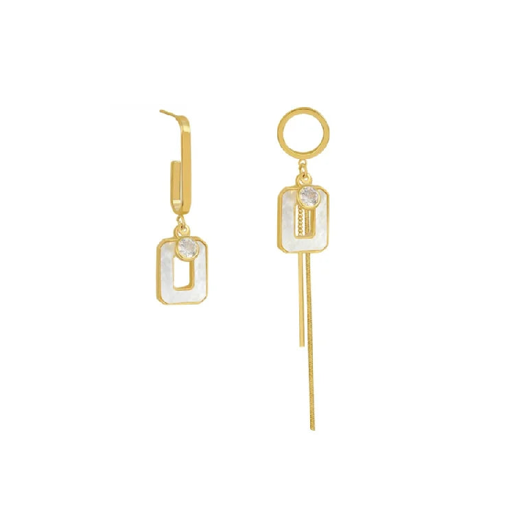 Asymmetrical Crystal Drop Earrings – Statement Geometric Design