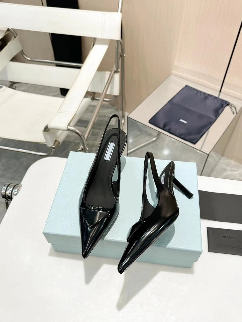 TkMode | Black Genuine Leather Sandals – 7CM Heel & 3CM Platform