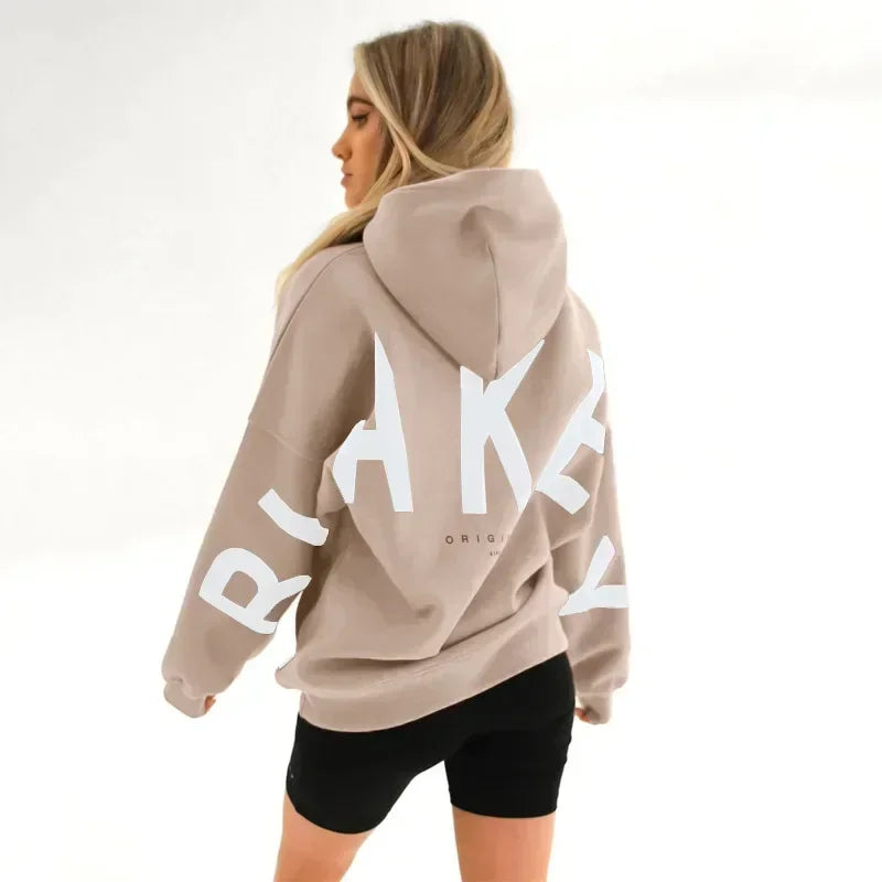 Oversized Letter Print Hoodie — Casual Streetwear, Y2K Inspired