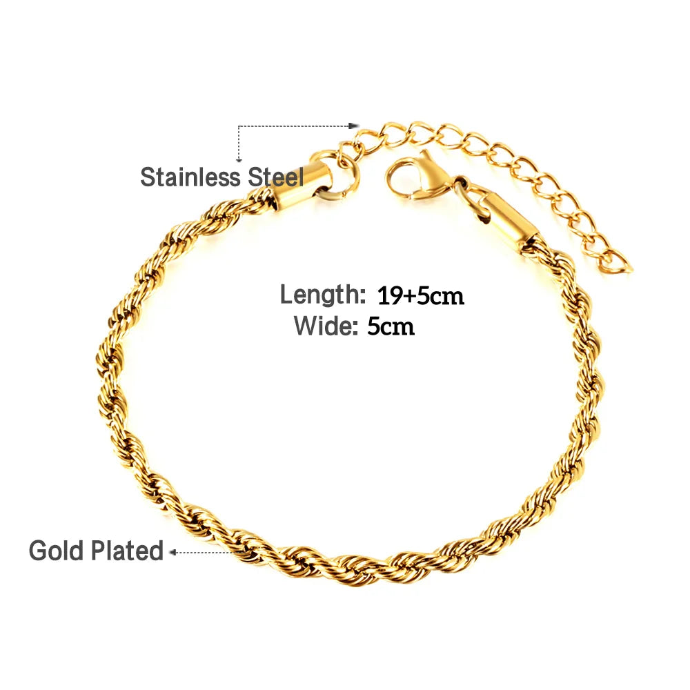 Cuban Chain Bracelet – Stainless Steel, Gold-Tone, Punk Style Jewelry for Men & Women