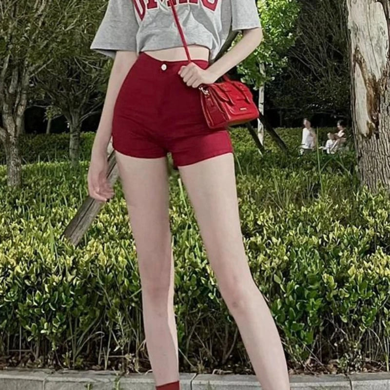 Skinny High Waist Jean Shorts — Red Coquette Denim