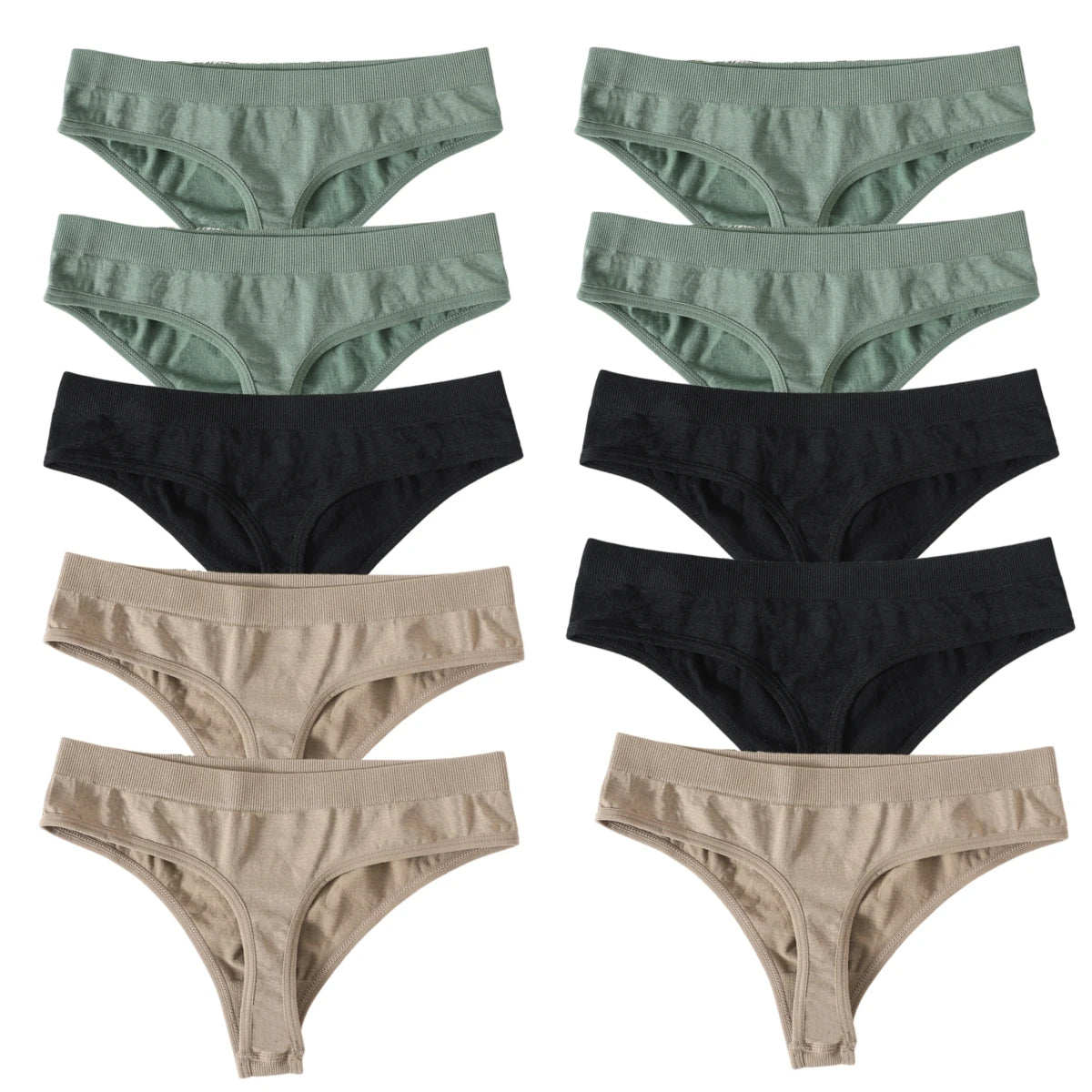 Seamless Thongs – Low Waist, Sporty – 10-Pack