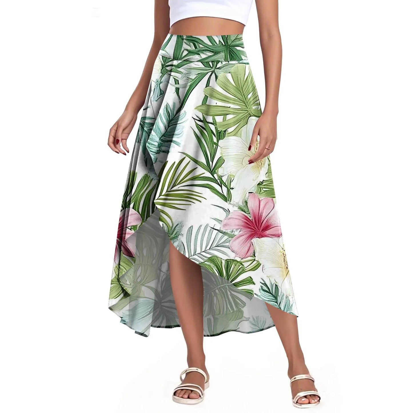 High Waist Wrap Skirt with Shorts — Summer Ruffle Maxi