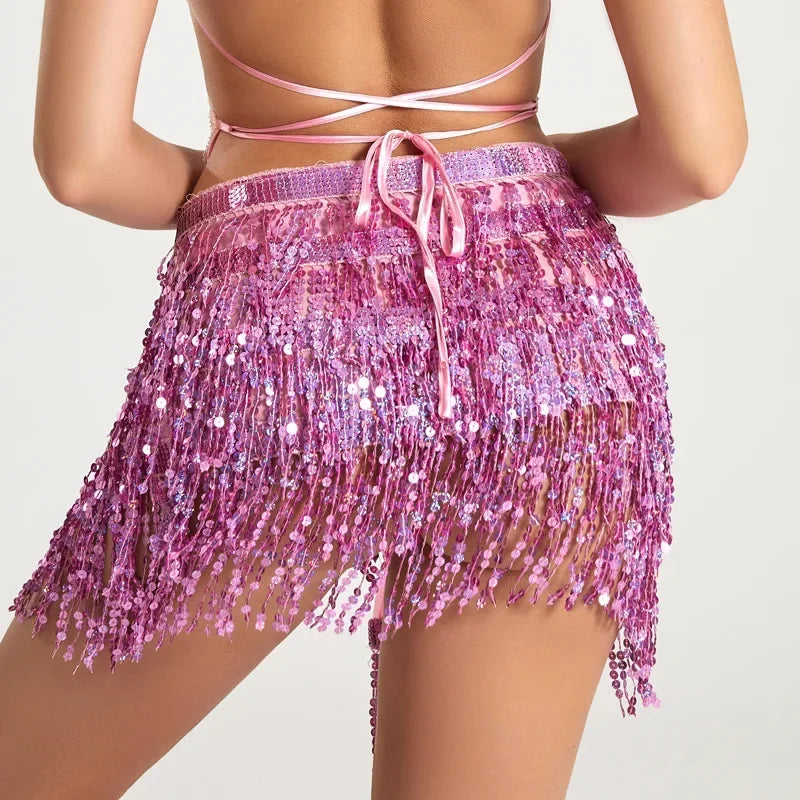 Sequin Tassel Mini Skirt — Dance & Party Ready