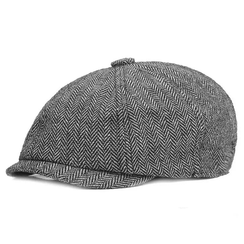 Vintage Tweed Flat Cap – Peaky Blinders Style Beret Hat for Men