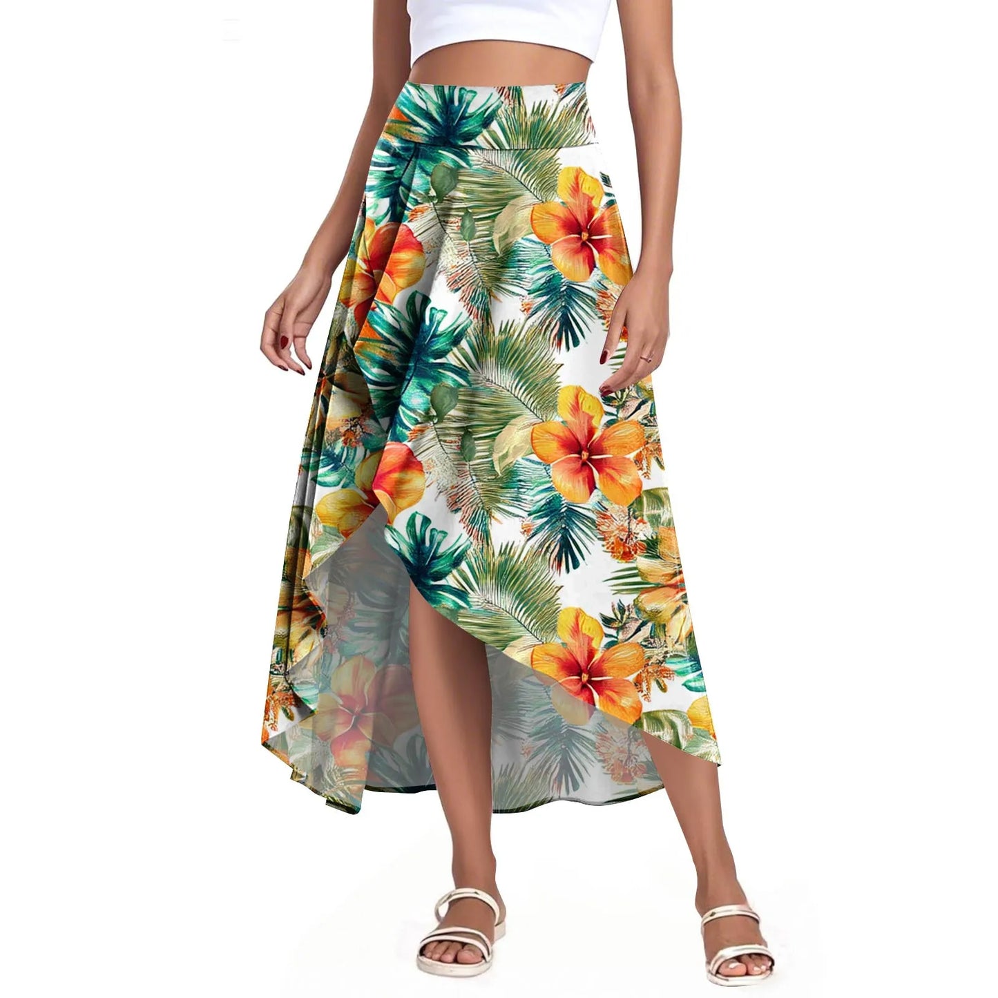 High Waist Wrap Skirt with Shorts — Summer Ruffle Maxi