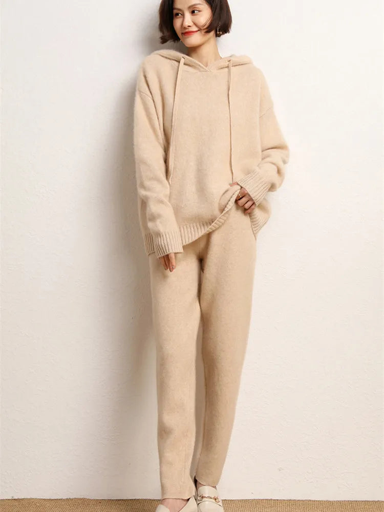 Cashmere Knit Sweater & Harem Pants Set – Autumn Winter Suit