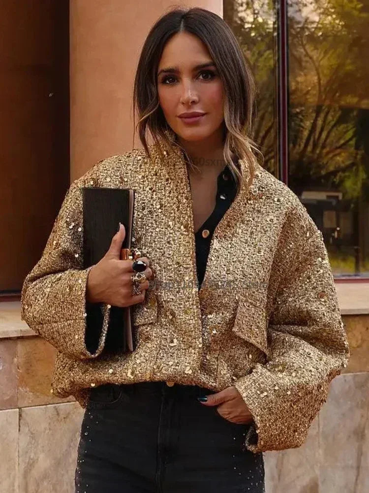 Sequined Bomber Jacket