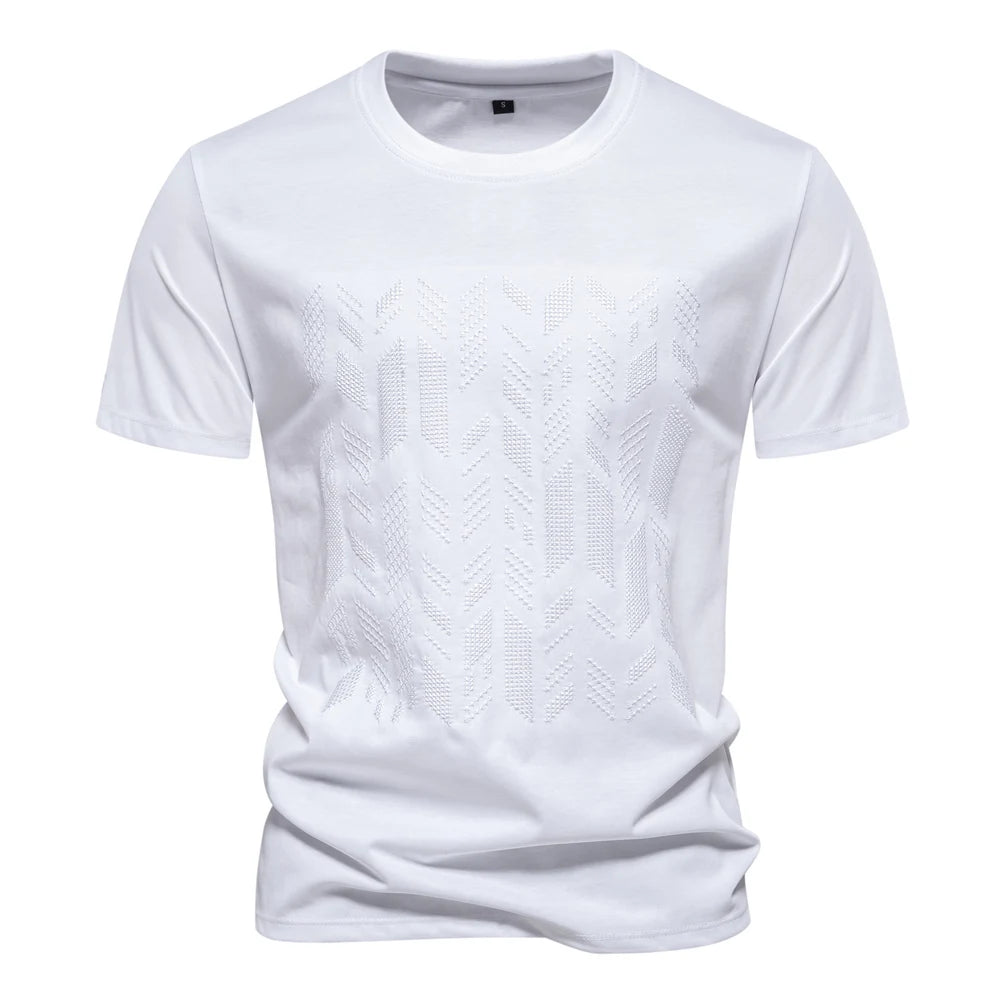 Cotton Blend Embroidered Tee – Refined Finish