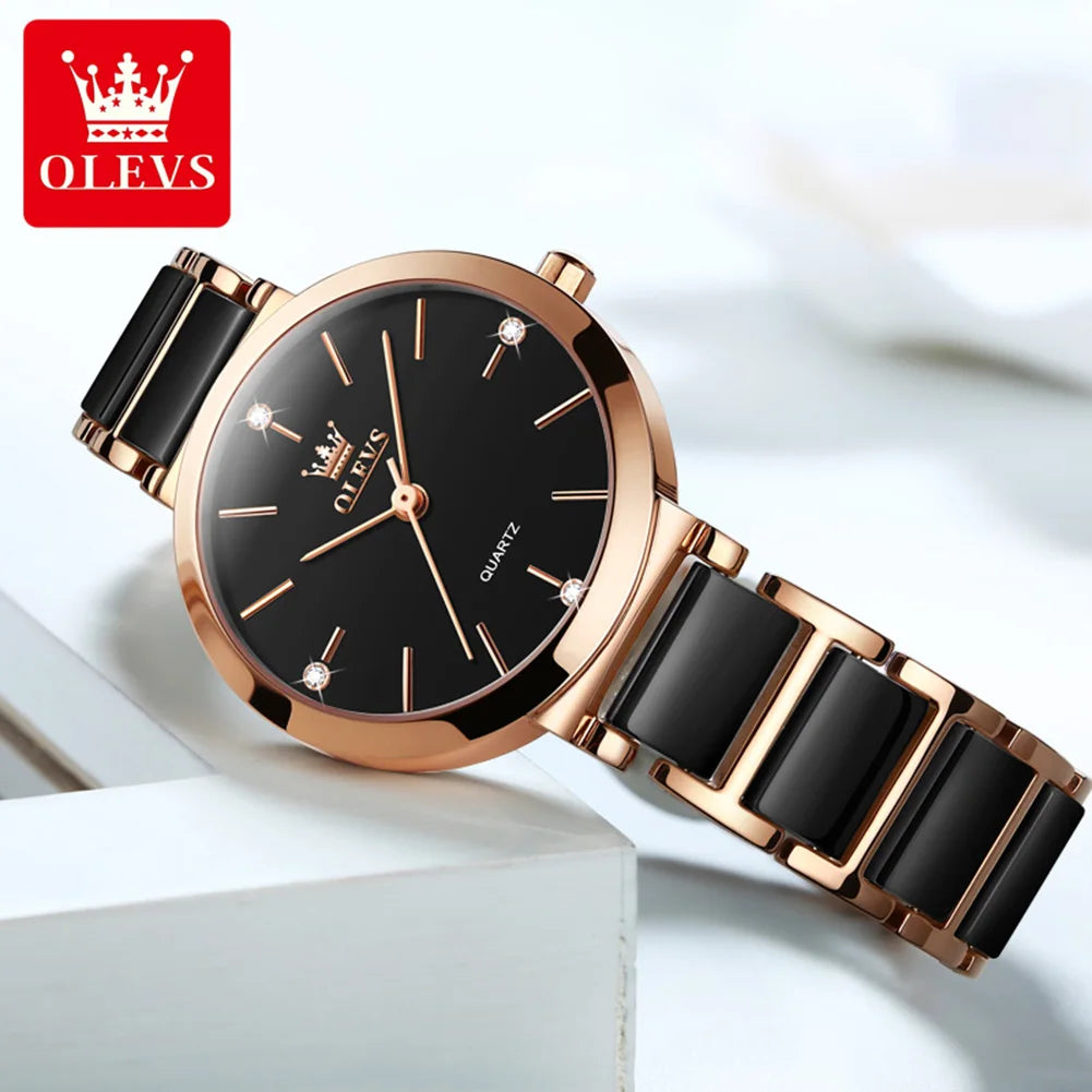 Rhinestone Fashion Watch Set – Elegant Rose Gold Design