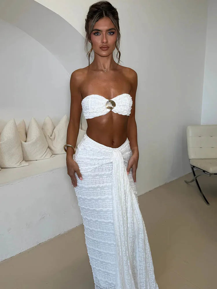 Shell Sequin Bandeau & Maxi Skirt Set