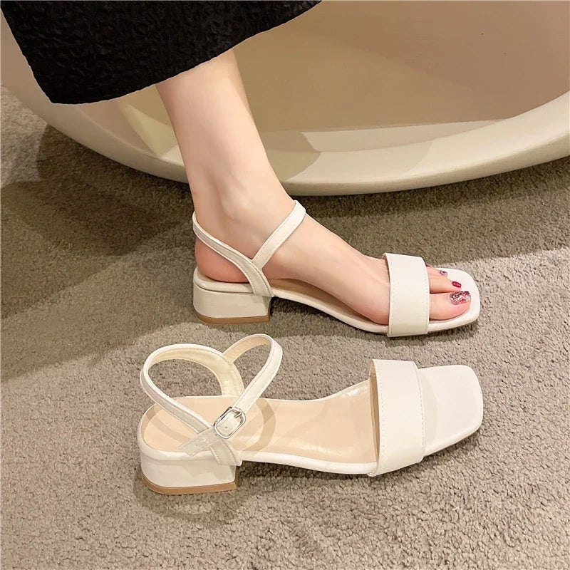 FairyBuckle Sandals | Women’s Thick Heels – Elegant, Trendy, Summer-Ready