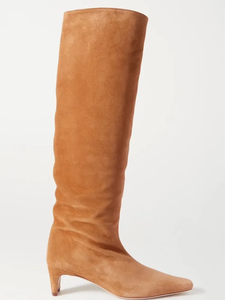 CozyStep | Square Toe Low Heel Thick Knee High Boots – Size 34-43