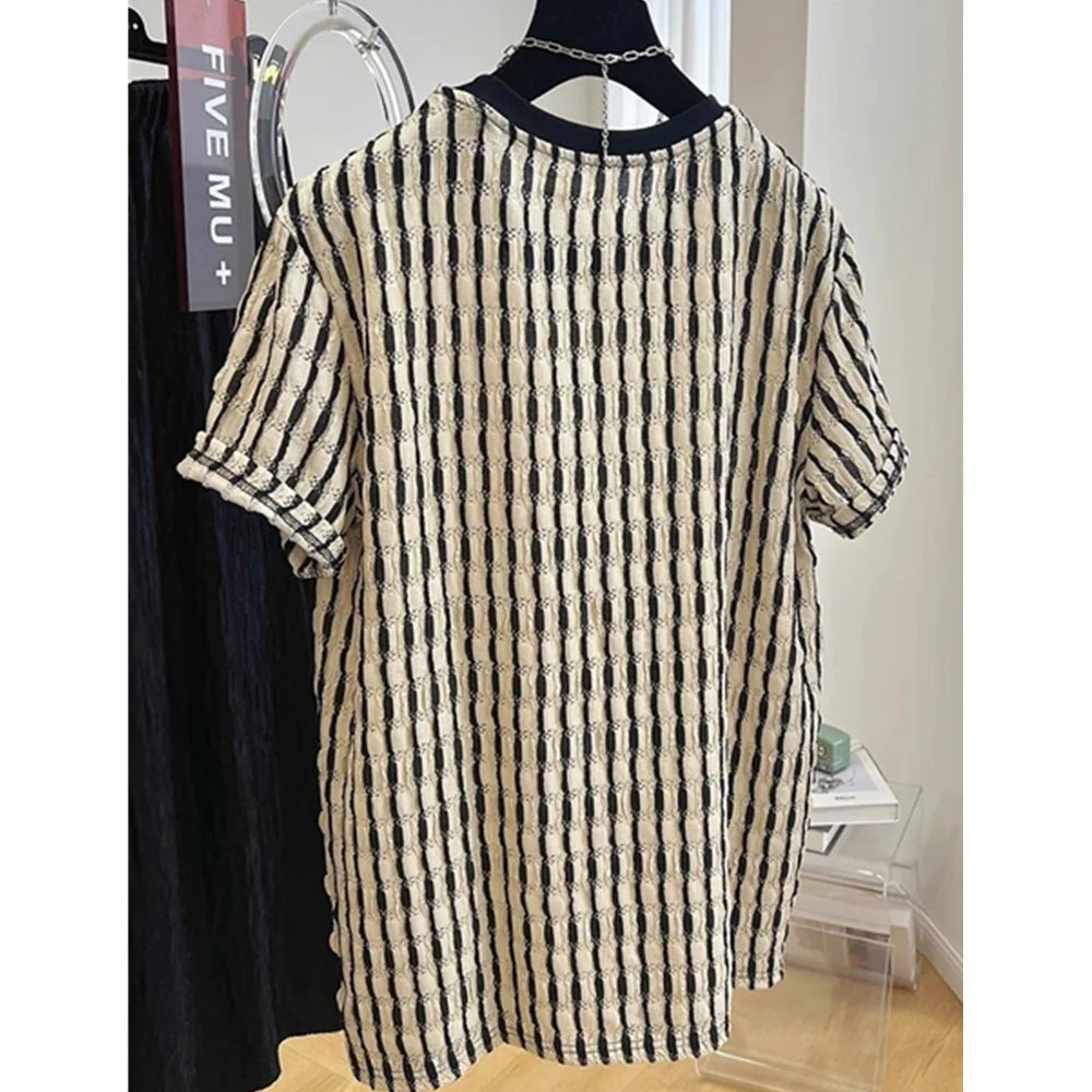 Hollow Stripe Mesh Tee – Streetwear Essential
