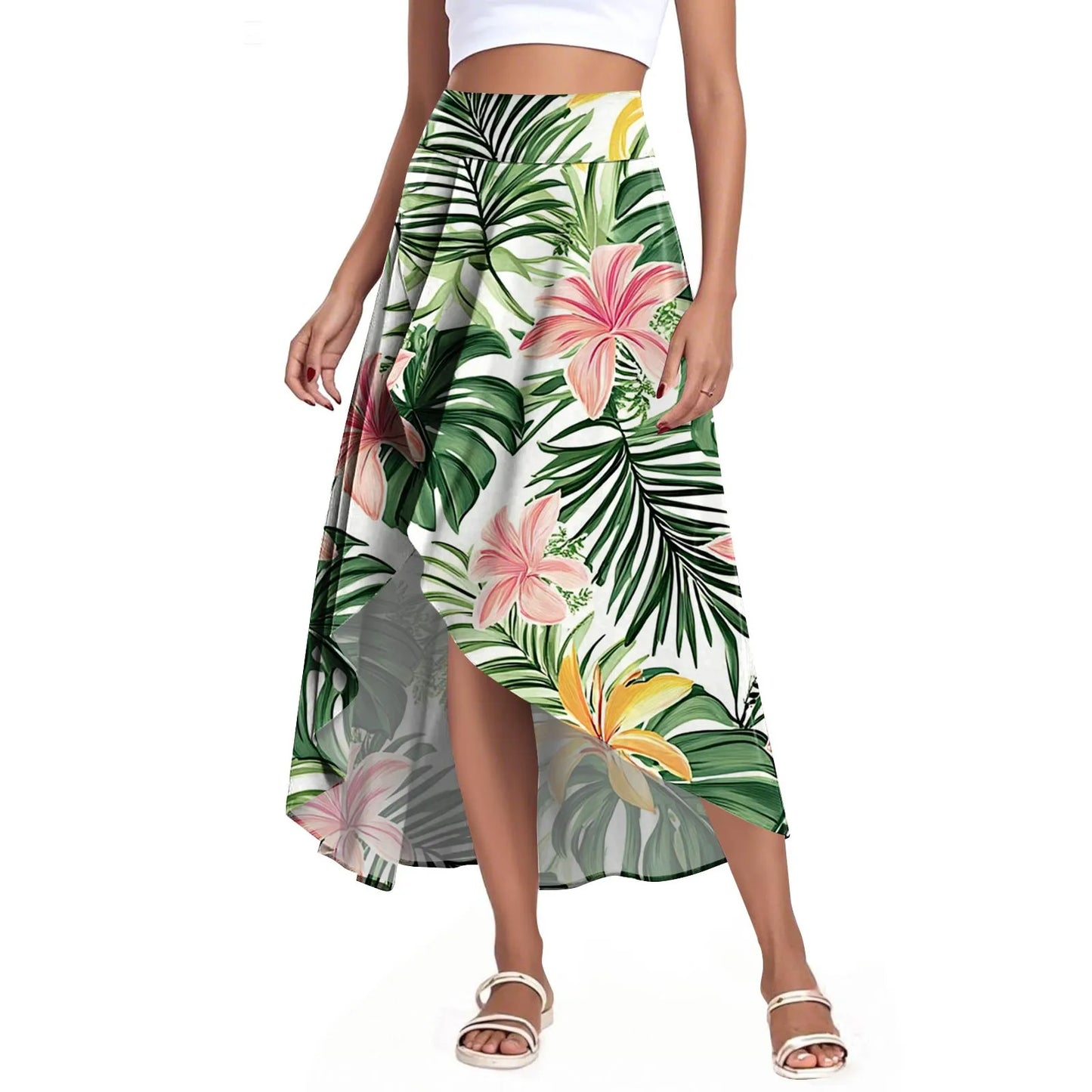 High Waist Wrap Skirt with Shorts — Summer Ruffle Maxi