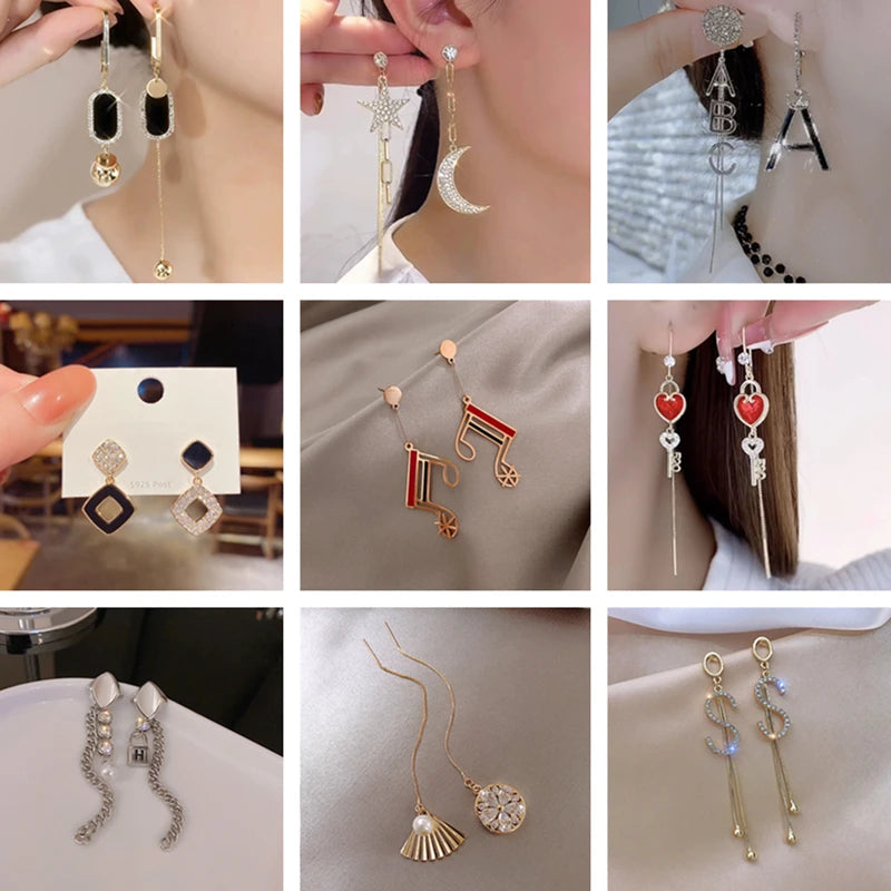 Asymmetrical Crystal Drop Earrings – Statement Geometric Design