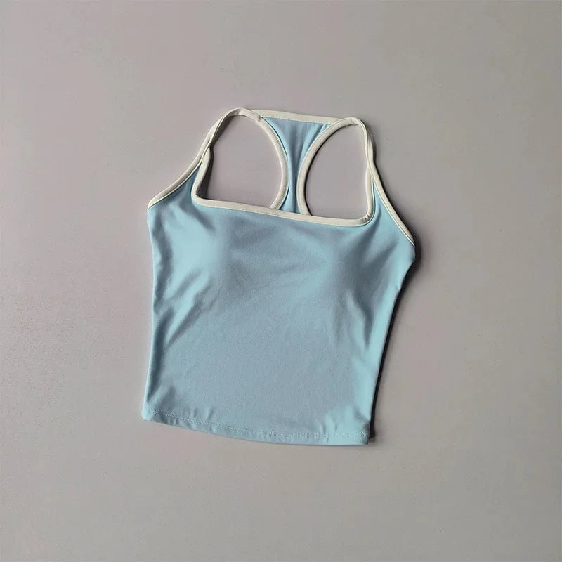 Cross-Back Training Bra — One-Piece Cup Sports Vest for Active Women