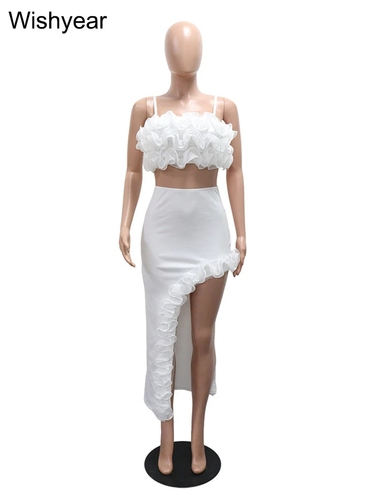 Ruffle Edge Top & Irregular Skirt Set