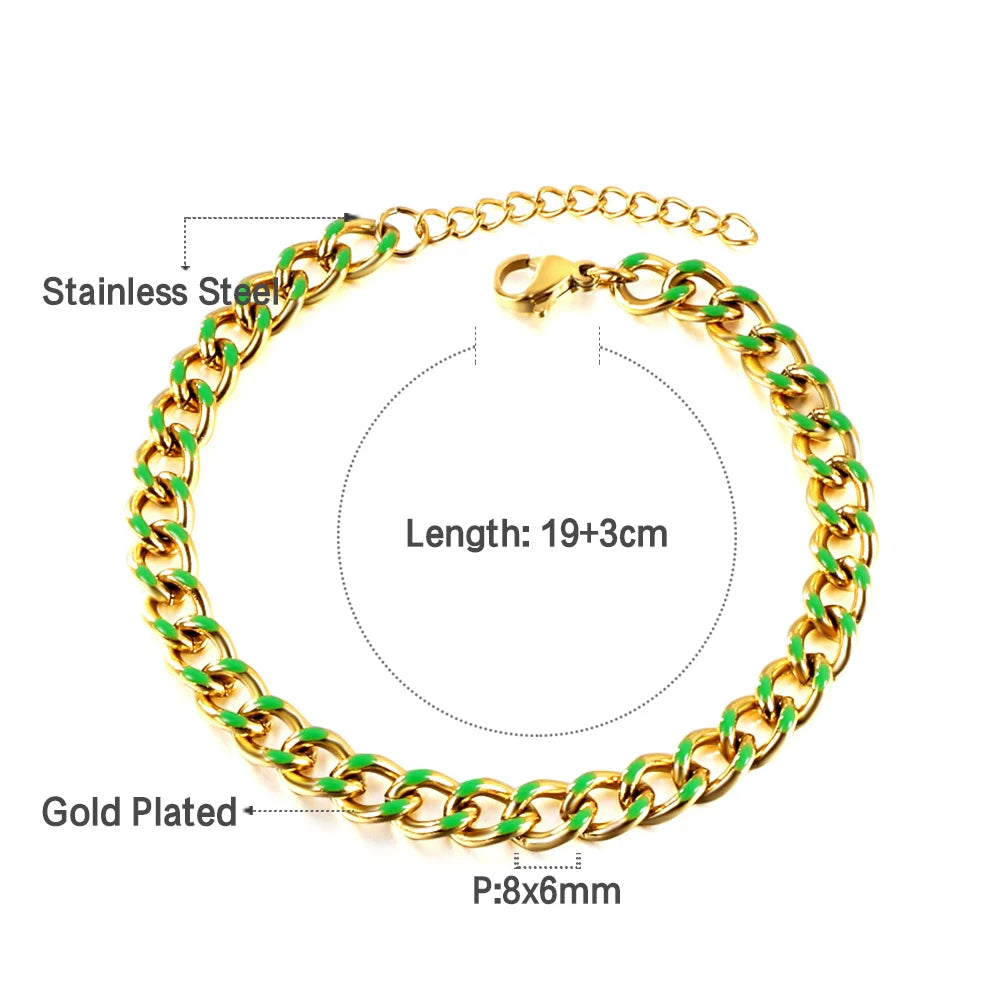Cuban Chain Bracelet – Stainless Steel, Gold-Tone, Punk Style Jewelry for Men & Women