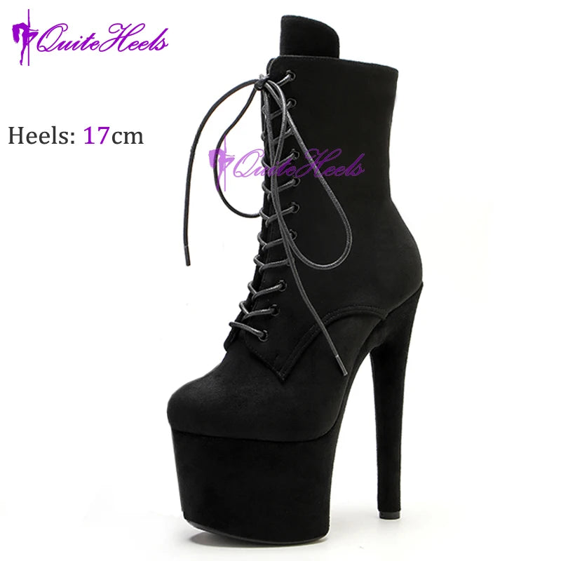 Hotales | Black Matte Exotic Ankle Boots – 17/20CM Platform Heels