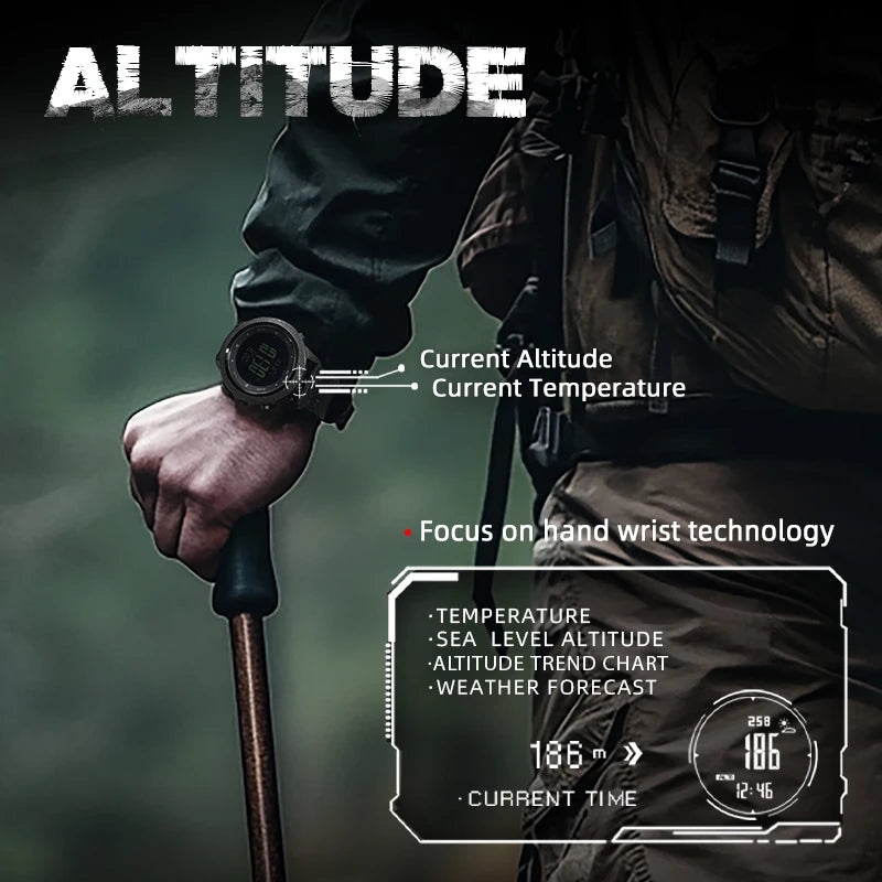 Digital Outdoor Watch – Altimeter, Compass, Barometer, Running & Swimming
