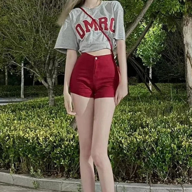 Skinny High Waist Jean Shorts — Red Coquette Denim