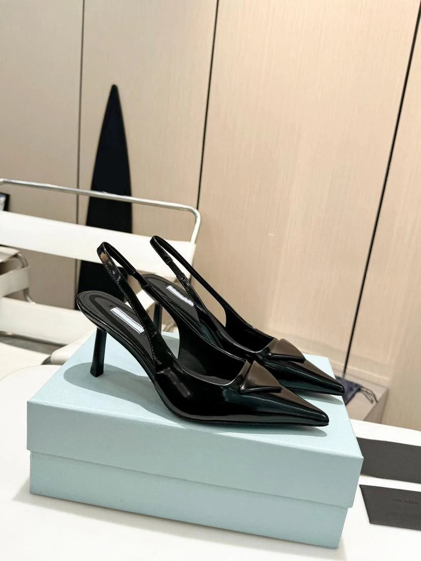 TkMode | Black Genuine Leather Sandals – 7CM Heel & 3CM Platform