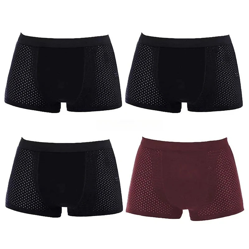 4-Pack Bamboo Boxer Briefs – Ultra Soft, Anti-Odor, Mesh Ventilation Comfort