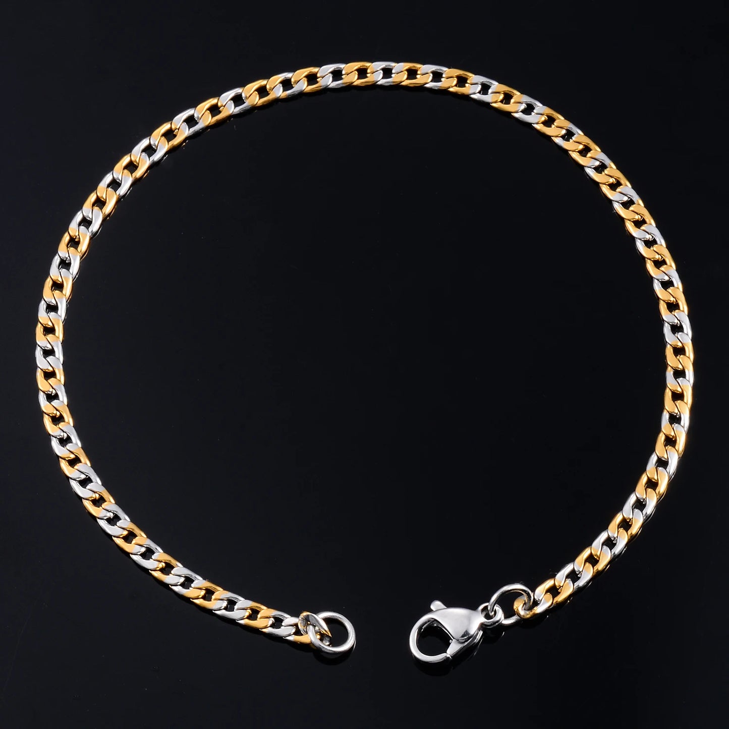 Cuban Link Bracelet – Silver & Gold Stainless Steel Design