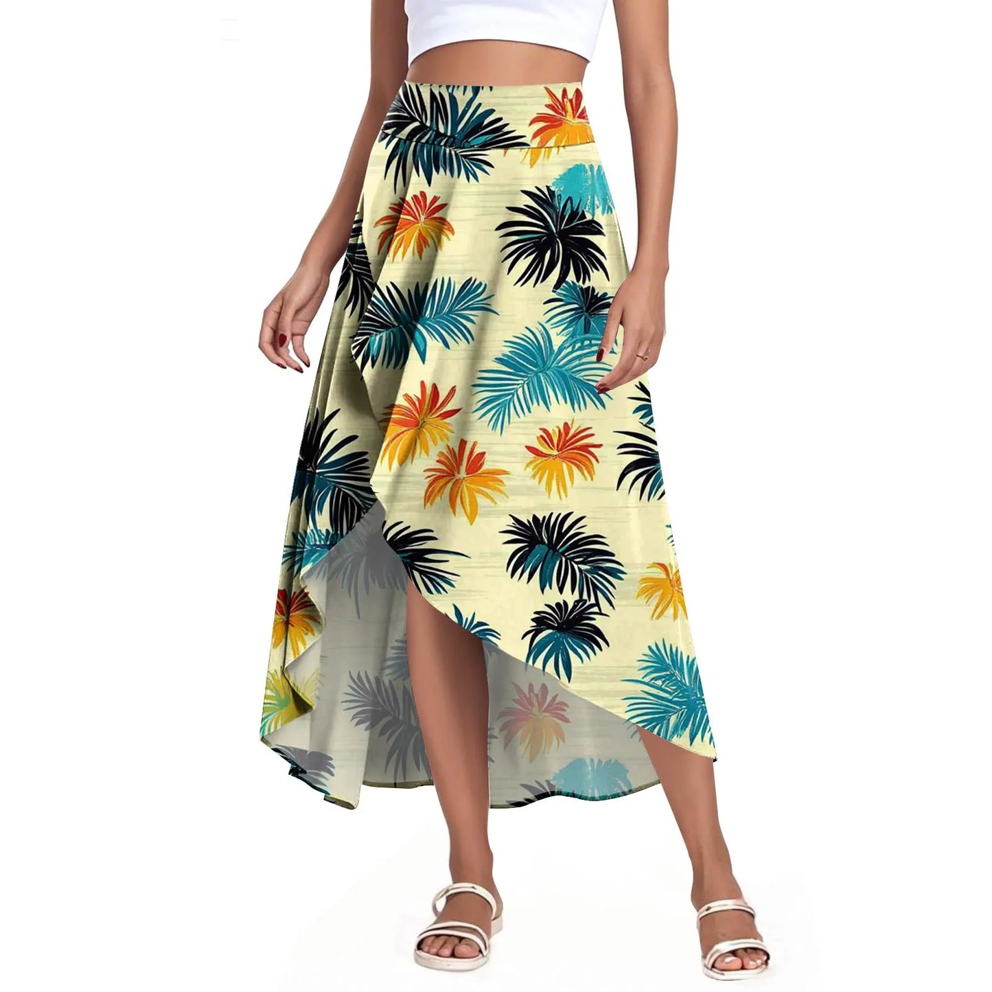 High Waist Wrap Skirt with Shorts — Summer Ruffle Maxi