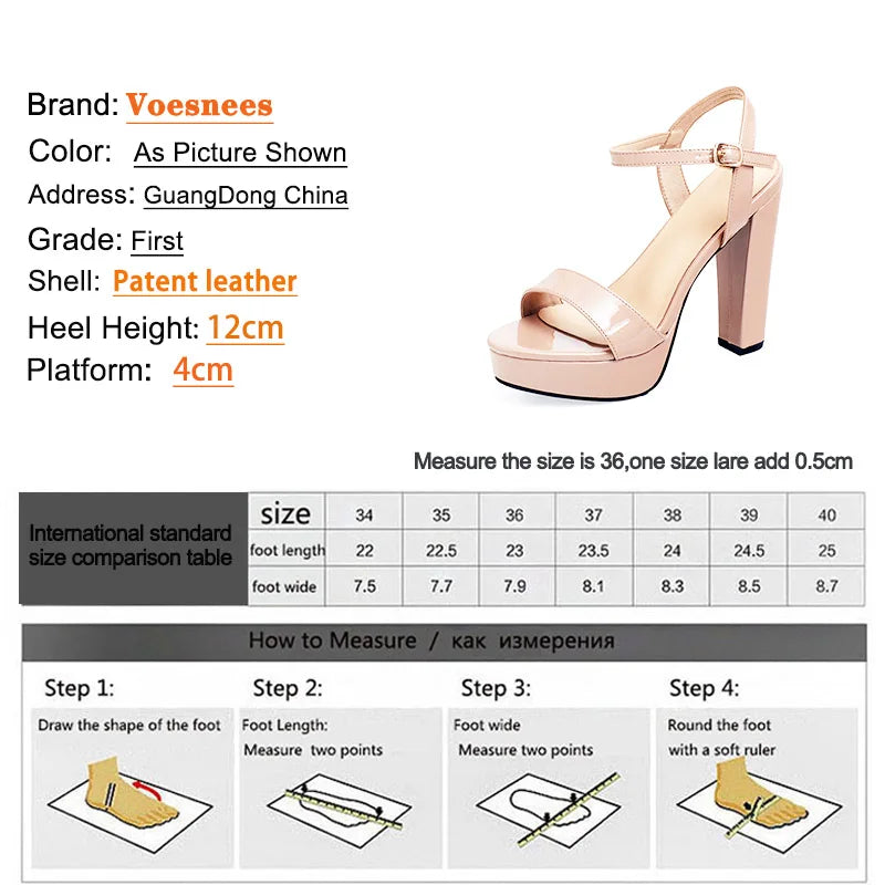 Elevate | Chunky 12CM Heel Sandals – Waterproof Platform & Ankle Strap