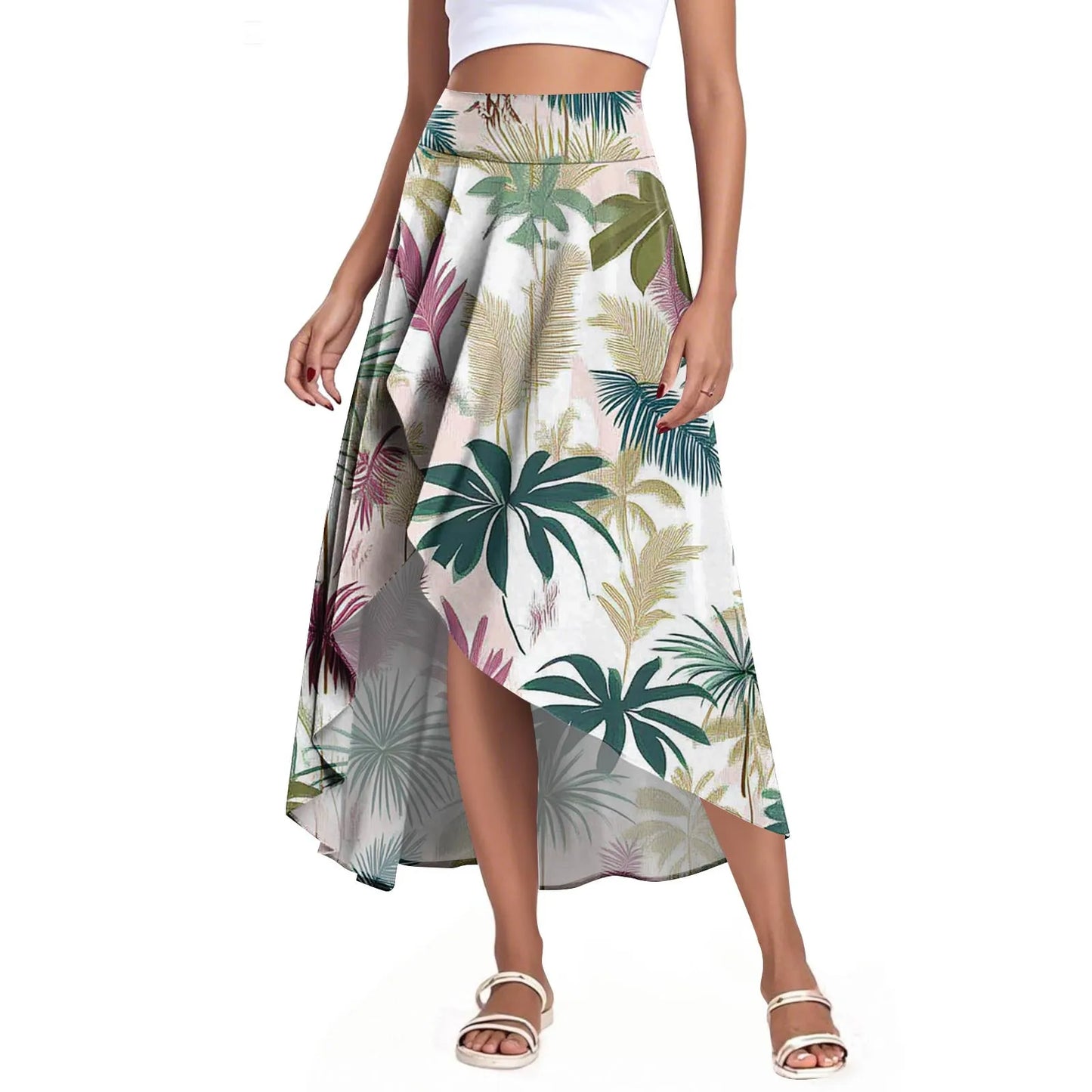 High Waist Wrap Skirt with Shorts — Summer Ruffle Maxi