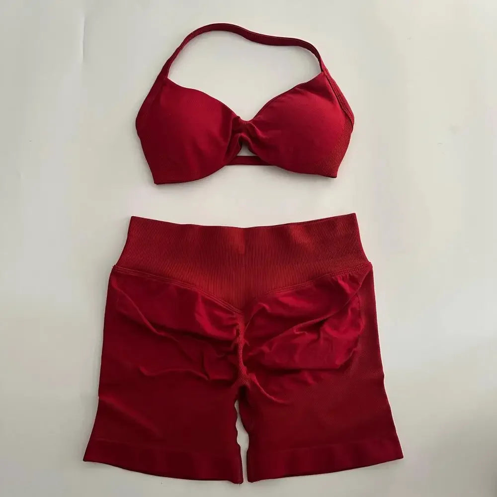 StrappyCore Seamless Set – High Waist Shorts + Bra