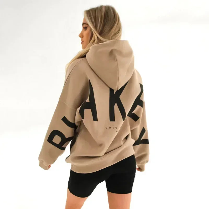 Oversized Letter Print Hoodie — Casual Streetwear, Y2K Inspired