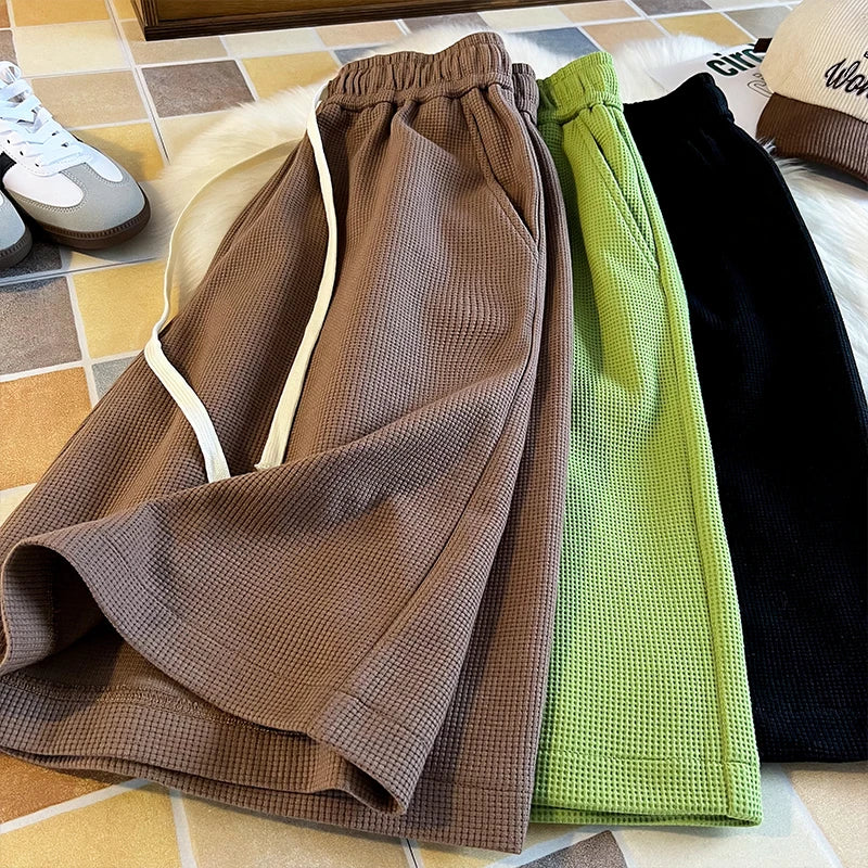 Waffle Knit Loose Shorts – Multi-Color