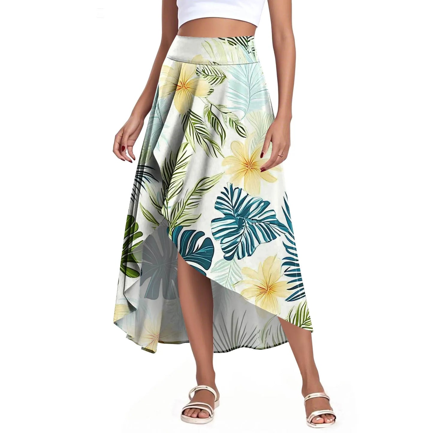 High Waist Wrap Skirt with Shorts — Summer Ruffle Maxi