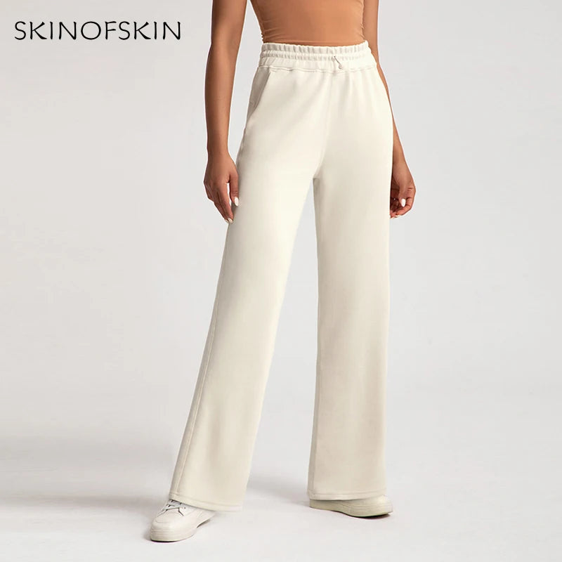 Modal Yoga Pants — High-Waist Sand-Washed Straight Leg Fitness Trousers
