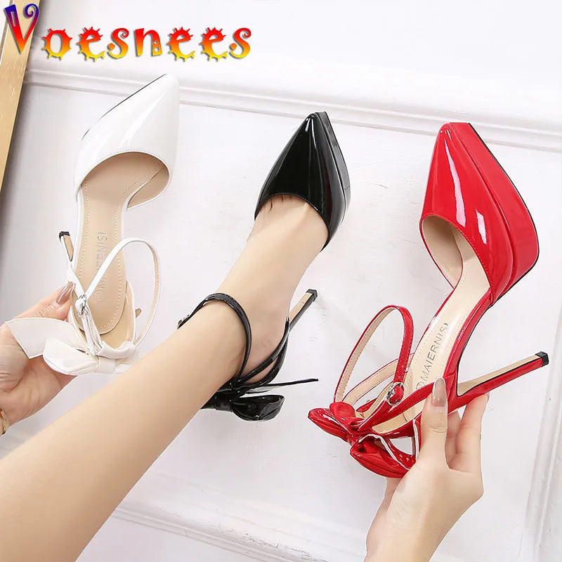 Voesnees | Pointed Toe 12CM Stiletto Pumps – Bow-Knot Detail